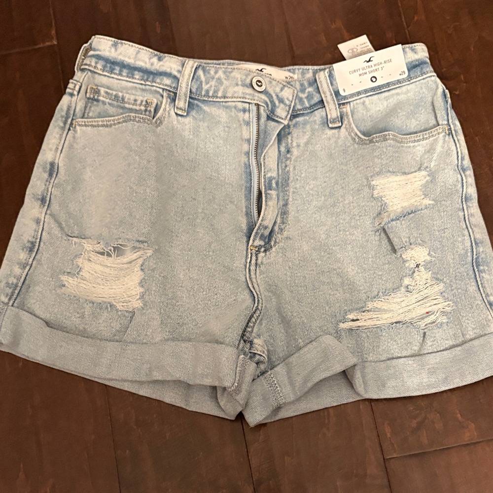 Hollister Light Wash Distressed Jean Shorts